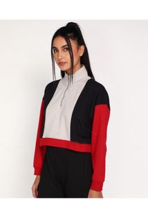 Colorblock Quarter Zip Cropped Sweatshirt