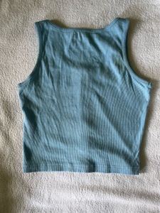 Ribbed Button-Up Crop Tank Top