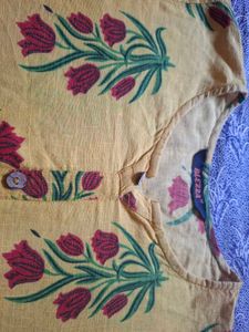 Yellow Floral Print Kurta
