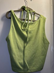 Lime Green Ribbed Halter Top