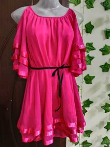Vibrant Pink Cold Shoulder Dress