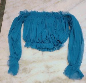 Blue Crop Top For Girl 30 Bust