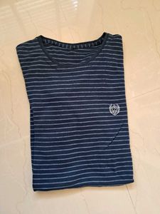 Mens Navy Blue Cotton Tshirt