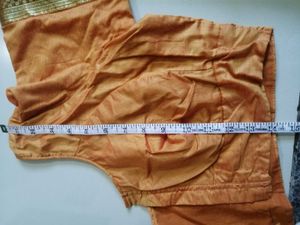 Embellished Rust Orange Art Silk Saree with Heavy