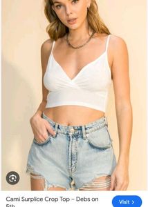 Chic White Cami Surplice Crop Top