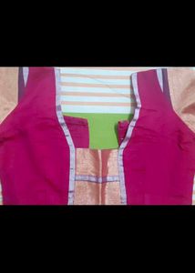 Vibrant Magenta Saree with Silver Border