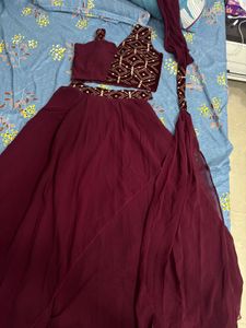 Maroon Designer Lehenga Choli Set