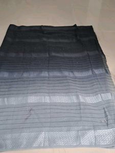Elegant Grey &amp; Black Saree