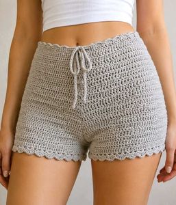 Soft girl Crochet High-Waisted Shorts