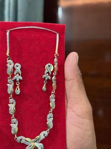 Elegant Diamond Necklace &amp; Earring gold platedSet
