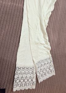 Cream Palazzos with Lace Detail