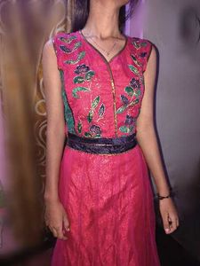 Vibrant Pink Embroidered lehenga blouse odhani set