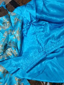 Sky Blue Kurta with Gold Print