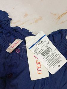 9-10 year Girl's Blue Button-Down Top