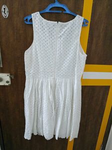 White Eyelet Cotton Sleeveless Dress