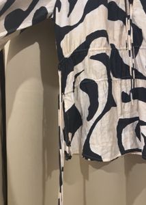 Unique Zebra Print Tie-Neck Blouse