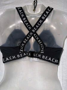 Black Bikini Top with Logo Band