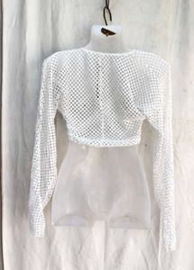 Sheer Crochet Tie-Front Top