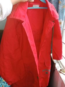 Vibrant Red Hooded Duster Coat