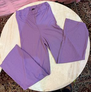 Lavender Ribbed Flare Pants