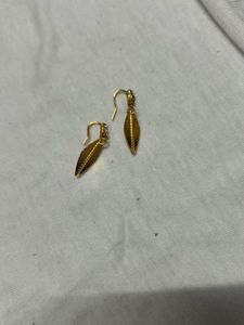 Gold Leaf Earrings with Stones