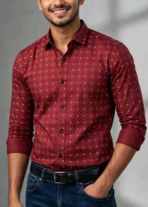 Men's Stylish Printed Maroon Shirt