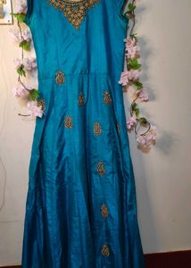 Elegant Teal Embroidered Party wear