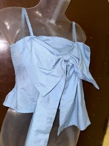 Cute Blue Bow Crop Top