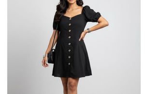 Chic Black Button-Down Mini Dress