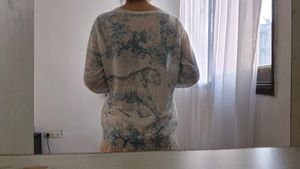Unique Print V-Neck Long Sleeve Top
