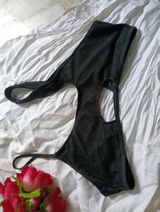 Black Textured Bikini Top