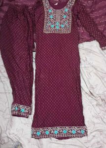 Elegant Maroon Kurta Set with Dupatta
