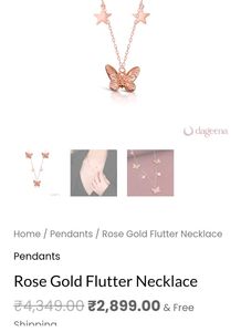 Butterfly Star Charm Necklace SS925 Rose gold