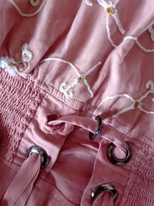 Girls Pink Top With Elastic On The Waist