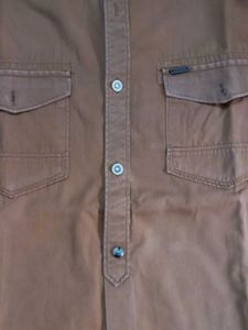 Men's Brown Casual Shirt chest pocket