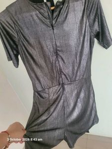 Sparkly Silver V-Neck Romper