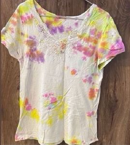 Tie-Dye Lace Trim Top
