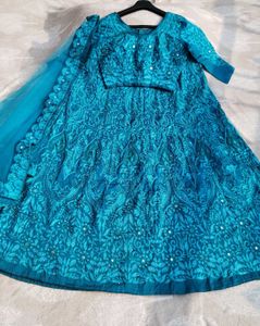 TURQUOIS BLUE HEAVY EMBROIDERED LEHENGA CHOLI SET