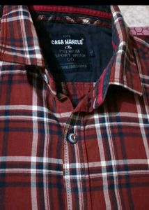 Maroon Plaid Button-Down Shirt 42 size