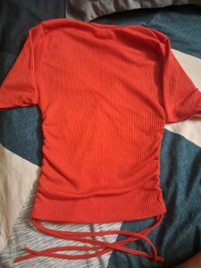 Clay Red Deep Neck Rib Top