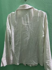 White Textured Button-Up Shirt