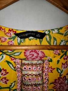 Vibrant Yellow Floral Print Kurti