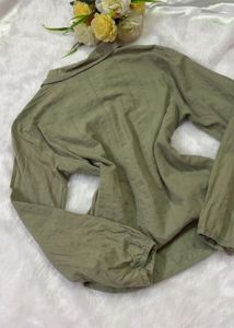 Chic Olive Green Long Sleeve Shirt