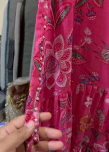 W's Elegant Pink floral ready to wear saree