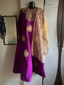 Royal purple embroidered festive gown
