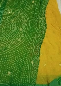 Beautiful yellow and green saree