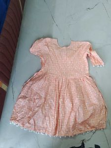 Peach Printed Kurta with Tassels