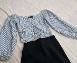Striped Ruched Crop Top
