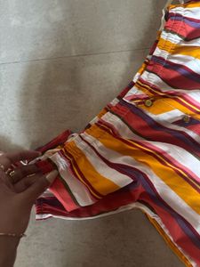 Off-Shoulder Striped Puff Sleeve Top