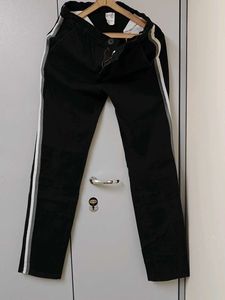 Striped Black Casual Trousers